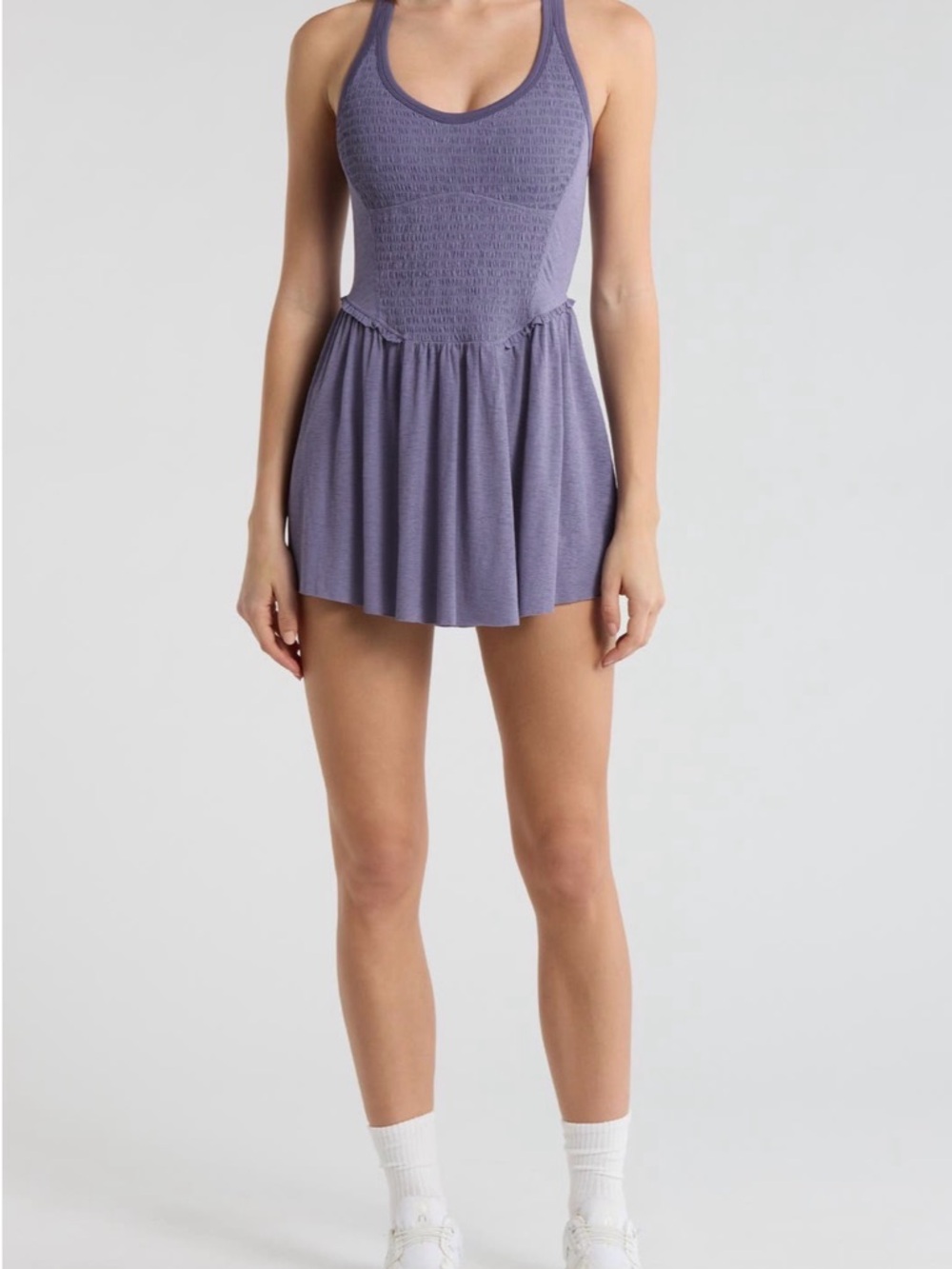Free People FP Movement Smockin' Hot Dress in graphite purple, sz L, nwt